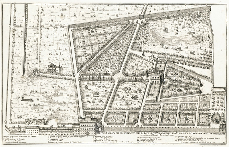Plan des Gartens von Papst Sisto, 1691