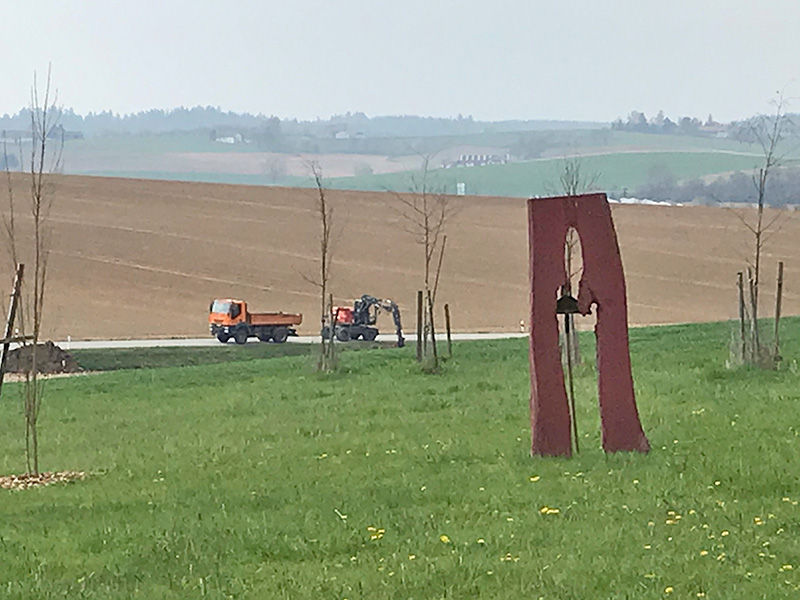 Bauarbeiten für den Gehweg