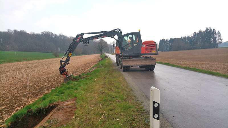 Bauarbeiten für den Gehweg