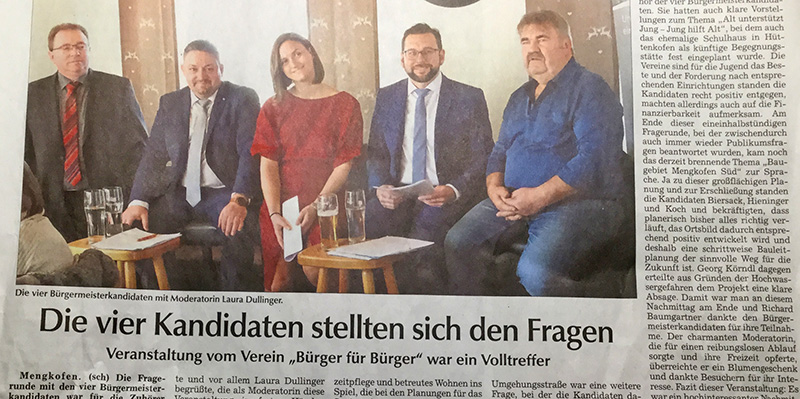 Zeitungsausschnitt zum Wahlkampf